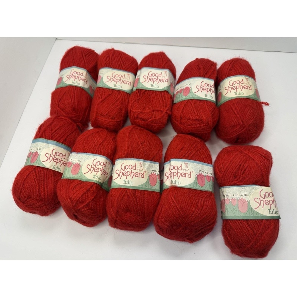 Good‎ Shepherd Tulip Yarn Color 884308 Red  Brazil 100% Acrylic Lot Of 10